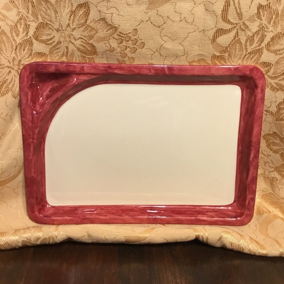 Shenango China ~ INCA WARE BYTEBOARD RARE SERVING PLATE RED & CREAM - Picture 1 of 11
